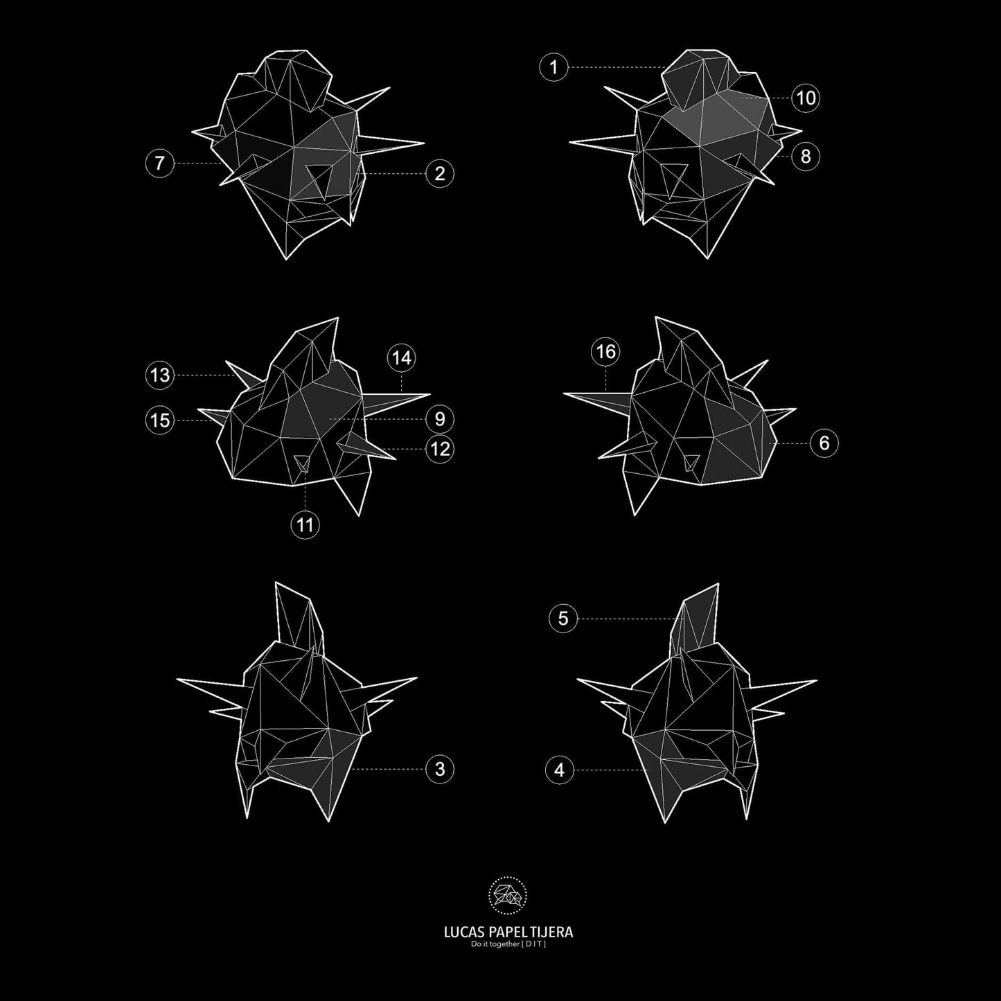 Gladiator paper mask parts template