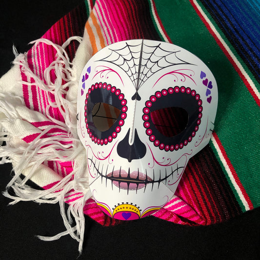 Illustrated dia de los muertos mask DIY template