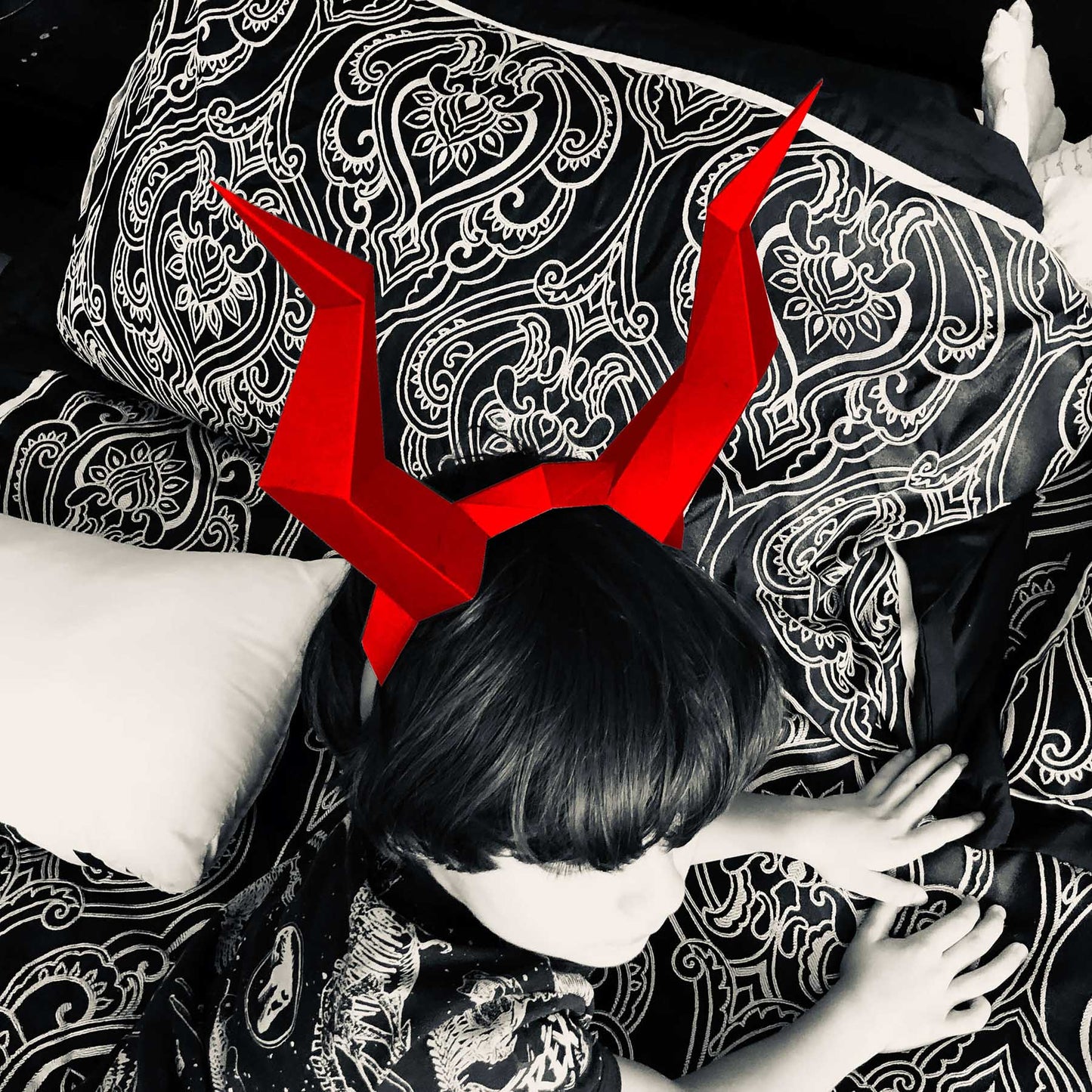 Red devil horns headband for kids and adults